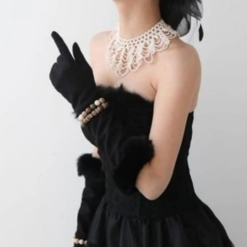 Pearl Beaded Lace Trim Collar Ribbons