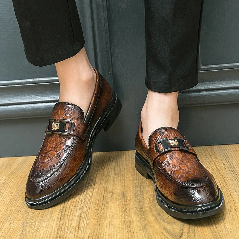 Leather loafer bean shoes British business casual slip-on leather shoes for men Breathable young hair stylist formal men