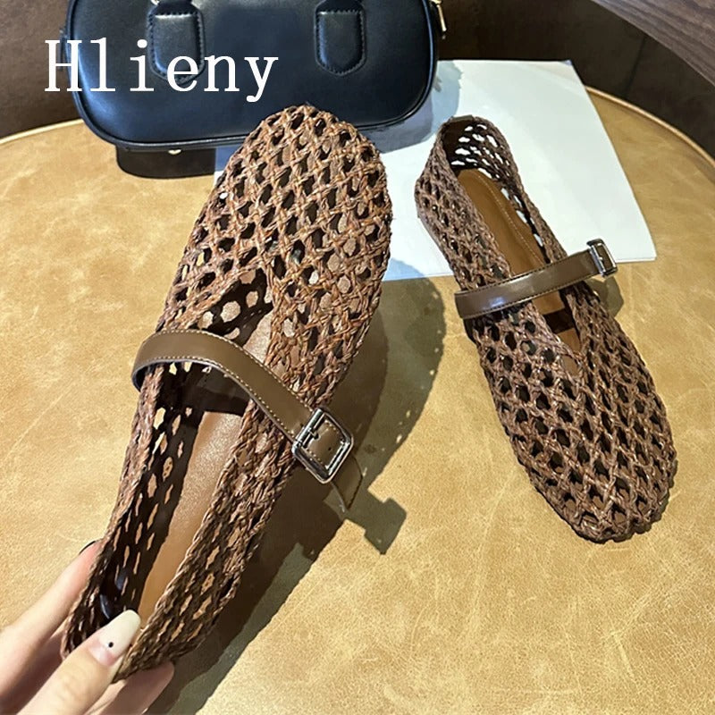 Round Toe Buckle Strap Loafers