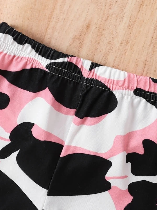 Baby Girl 2Pcs Pink Heart Tee + Camo Shorts Summer Casual Set