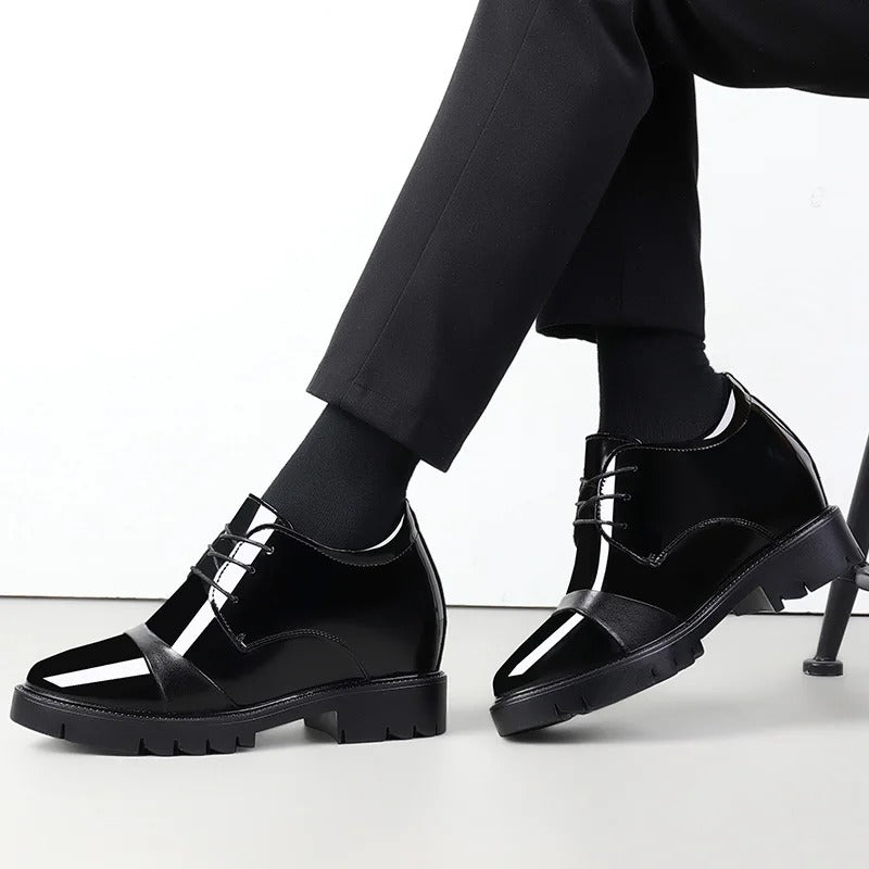 10cm height increasing cowhide men's shoes, fashionable, casual, business office thick soled men's formal shoes