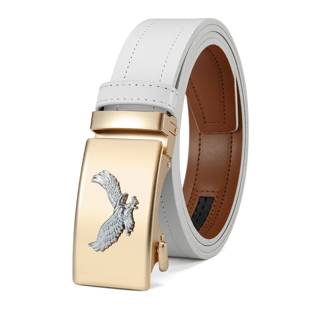 Men Leather Belt Automatic Buckle Belt