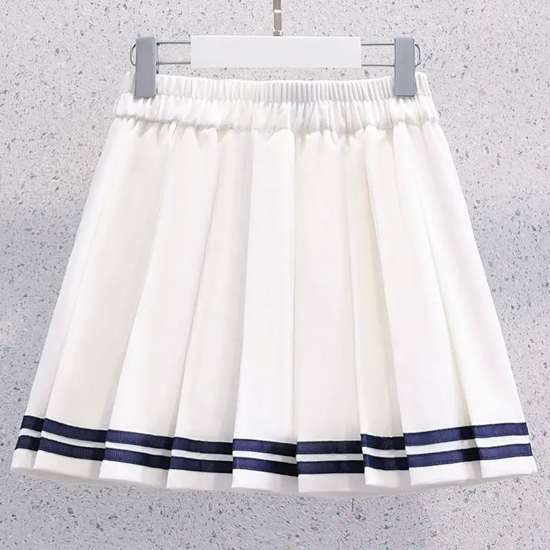 Girls Summer Casual Striped Sailor Collar Short Sleeve Suits