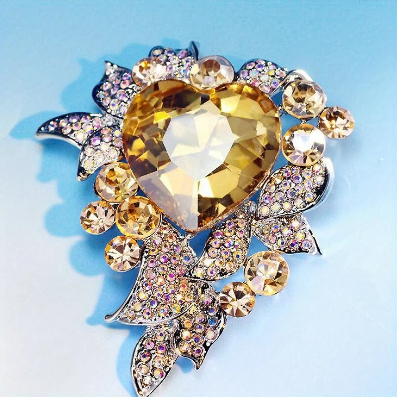 Luxury Full Crystal Heart Brooch Pin