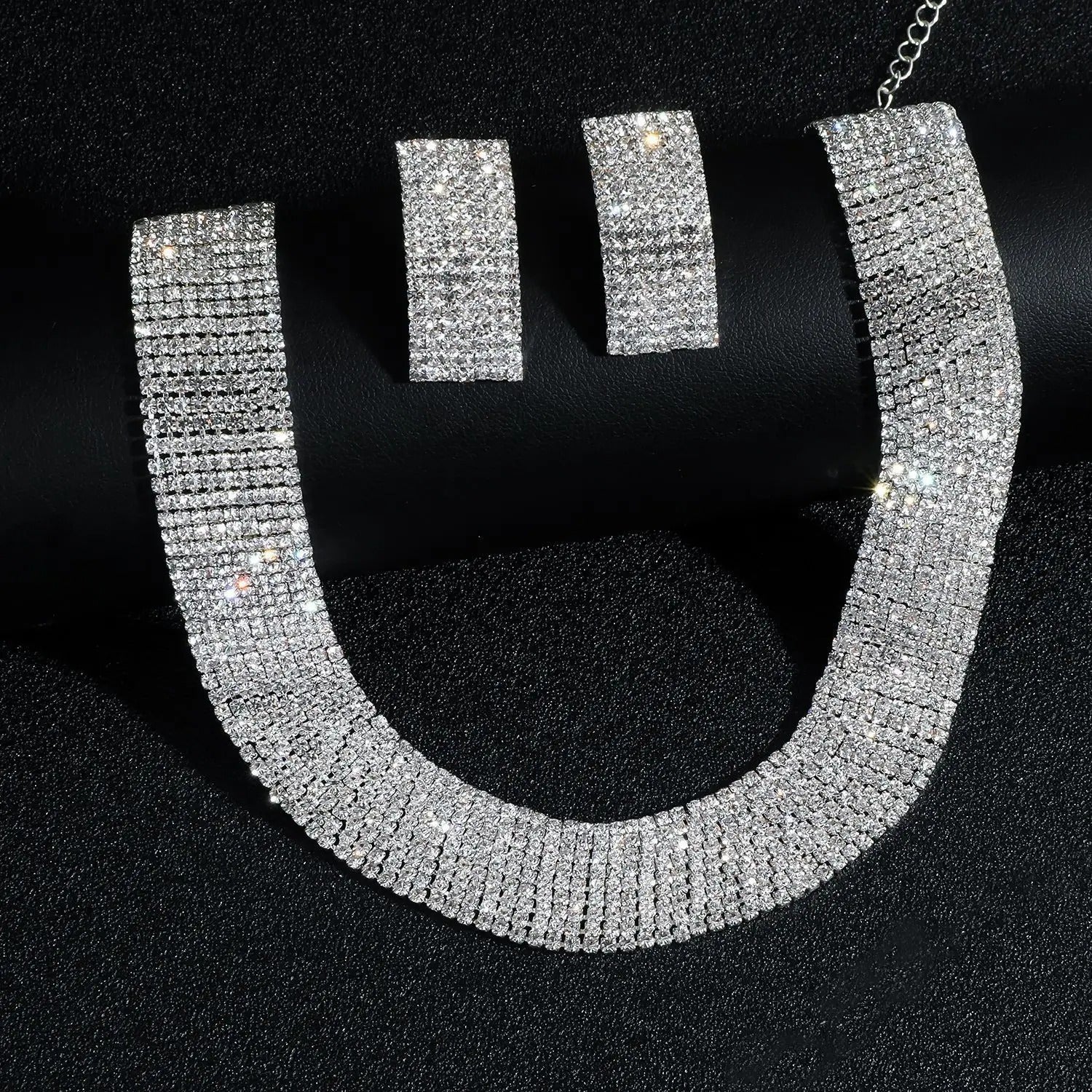 Women's Jewelry Set Rhinestone Earrings Necklace