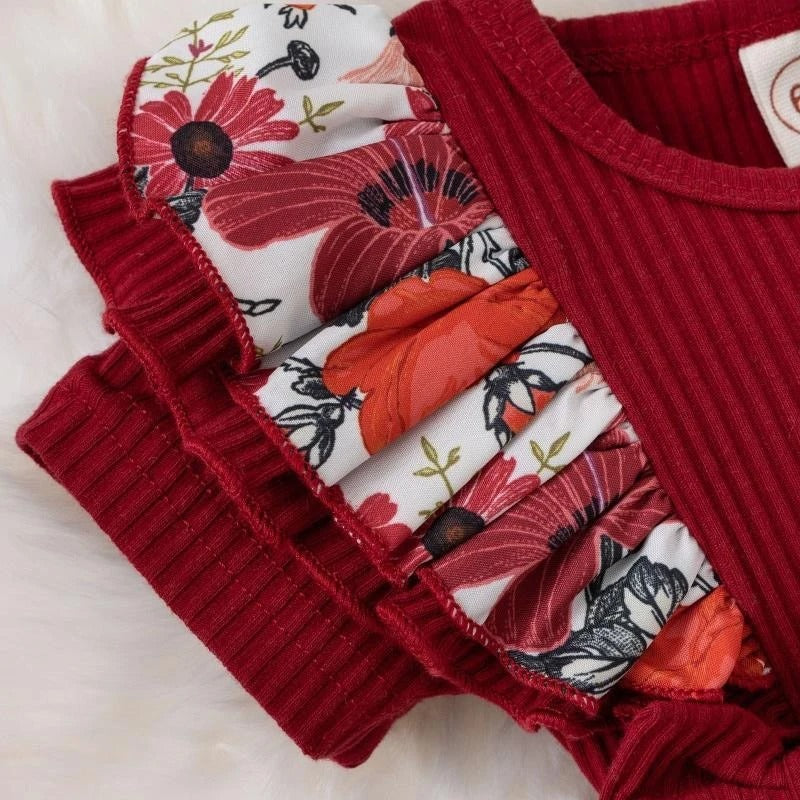 Cotton Dress For Newborn Floral Clothes Baby Crawling Clothes.