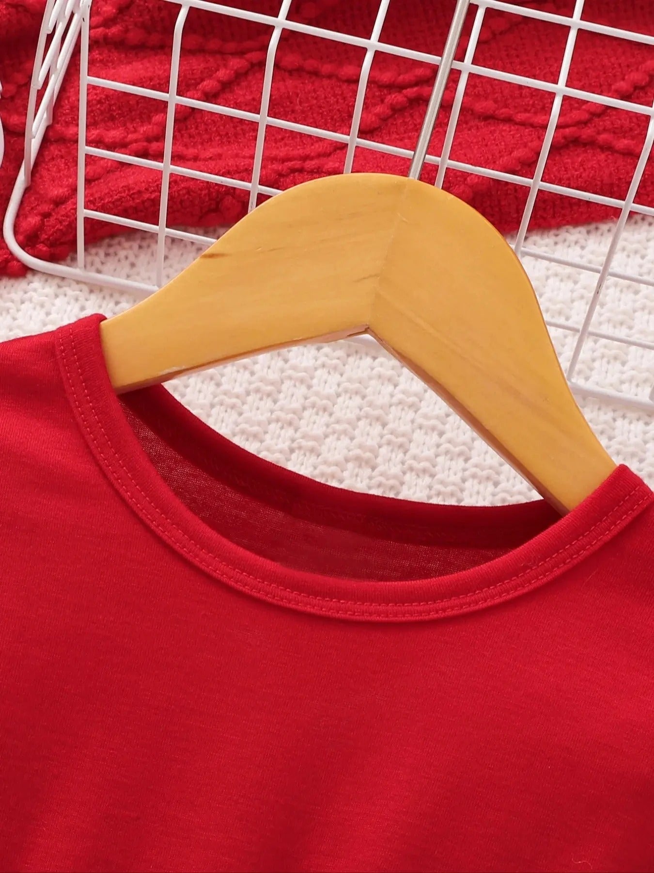 Summer Cute Red Love Princess Children's Short sleeved Dress Casual Party Clothing