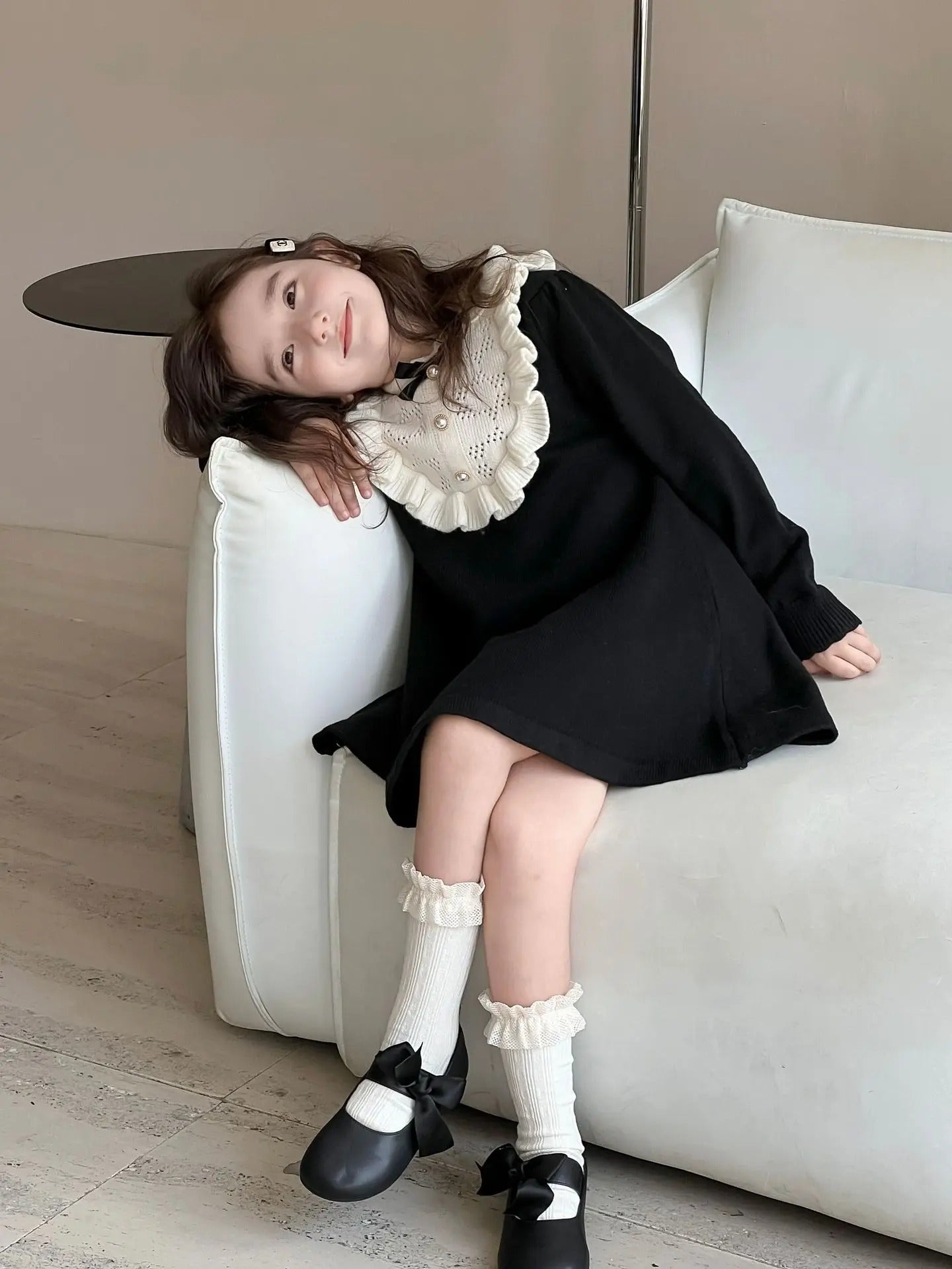 French Style Woolen Skirts Children Knitted Dresses