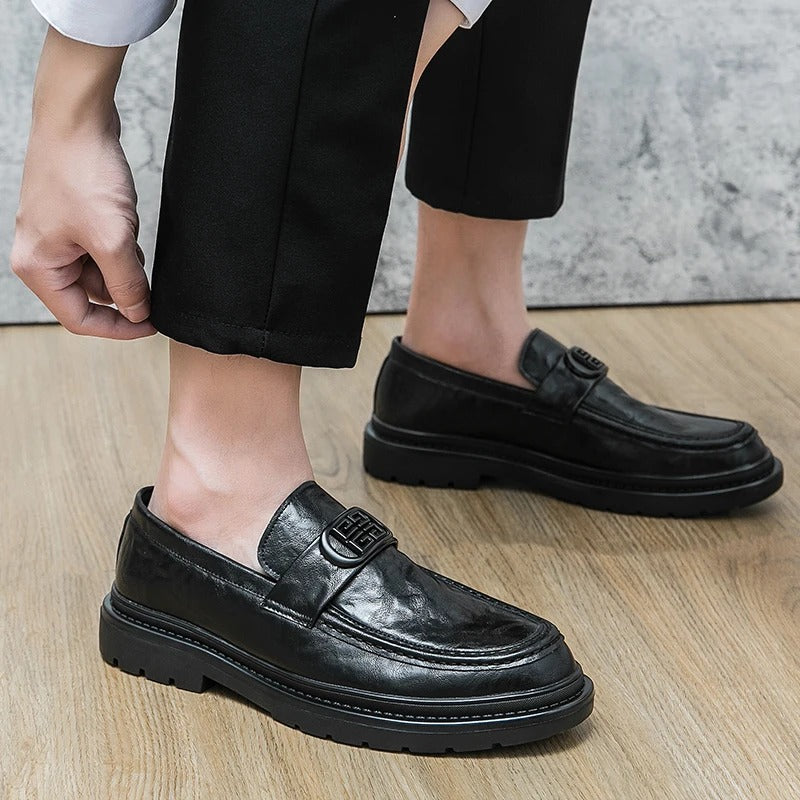 Cross-legged leather shoes men's leather formal business