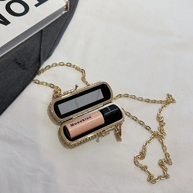 Luxury Cute Chain Party Lipstick Crossbody Bag Woman.