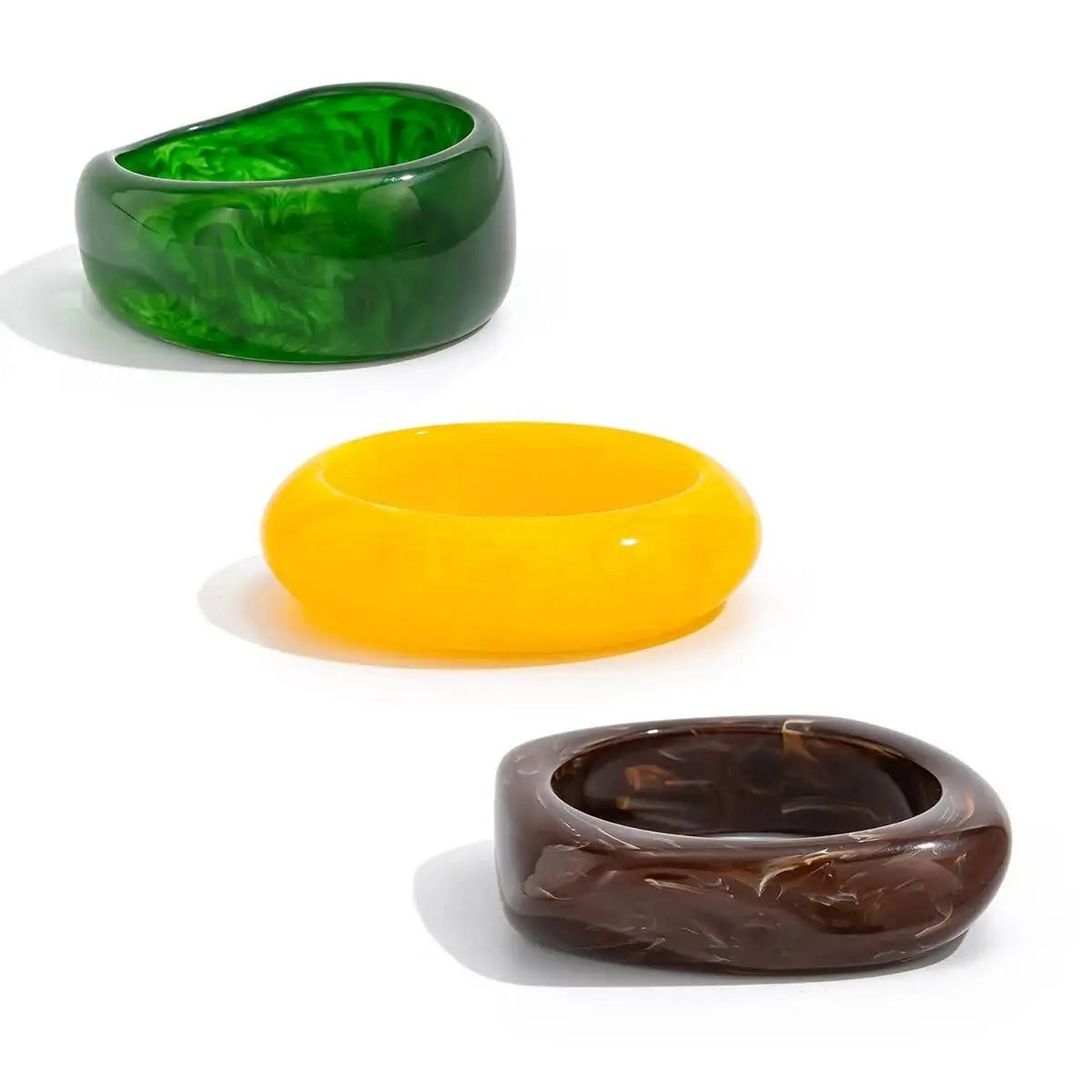Salircon 3 Styles Vintage Irregular Geometric Resin Acrylic Bangles for Women
