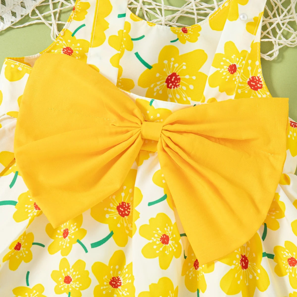 Bow Children'S Sleeveless Clothes With Free Hat For Beach Party