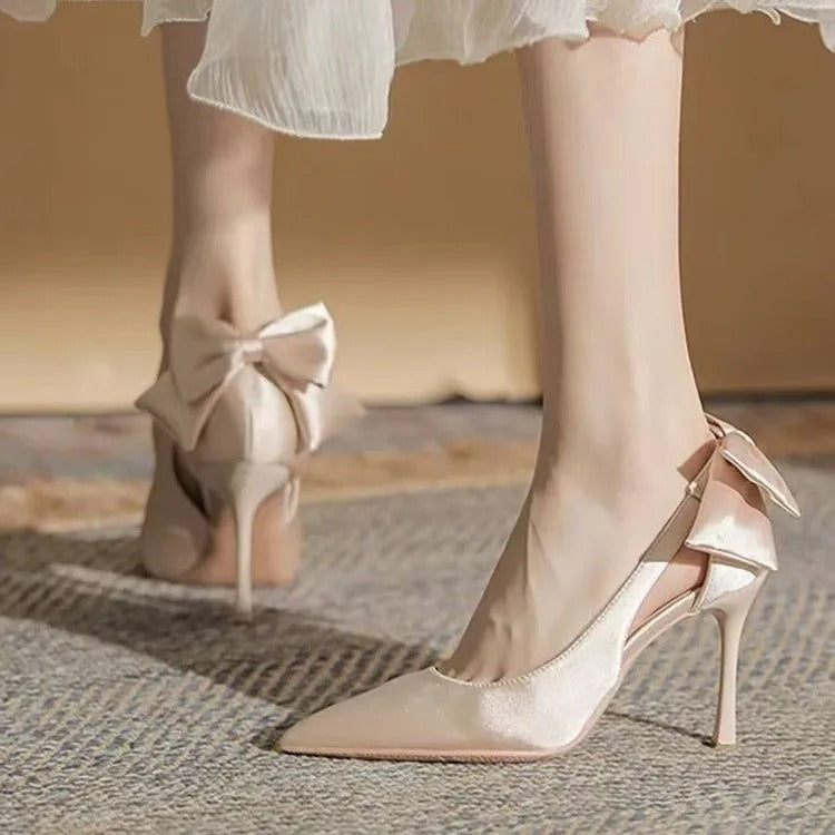 Pearls High Heels Ladies Sexy Elegant Pointed Toe White Black Pumps