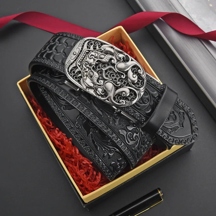 Genuine leather retro men's belt