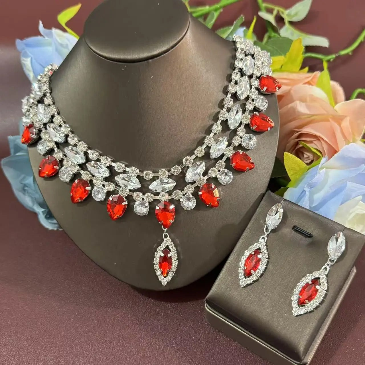 multi-color large crystal pendant necklace,