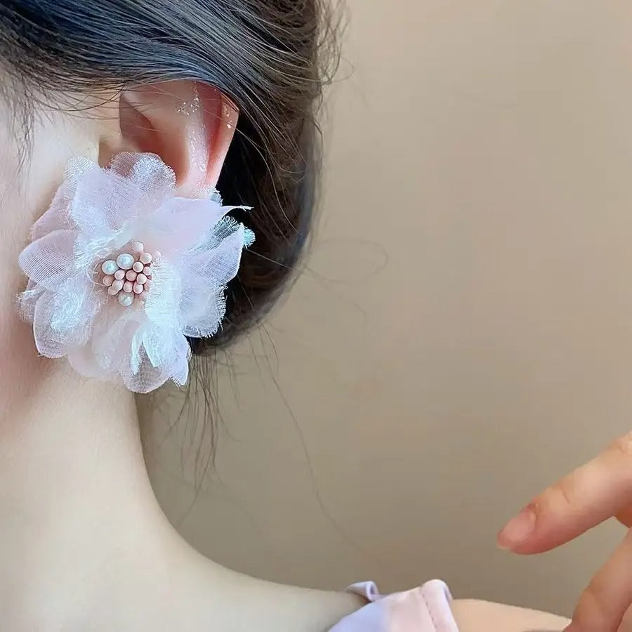 fairy flower earrings with mesh