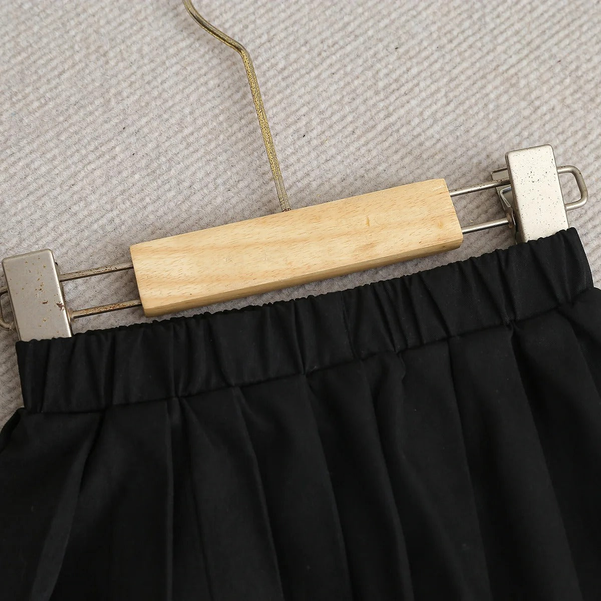 Doll Collar Top with Butterfly Knot + Black Pleated Skirt Set for Kids