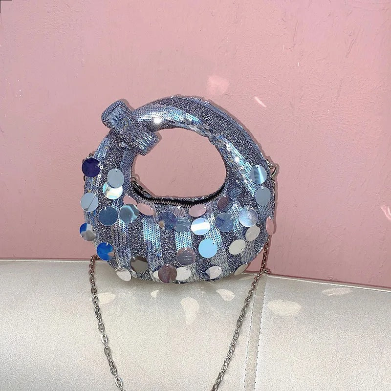 Mini Exquisite Clouds Shiny Luxury Sequins Moon Dumpling Bag