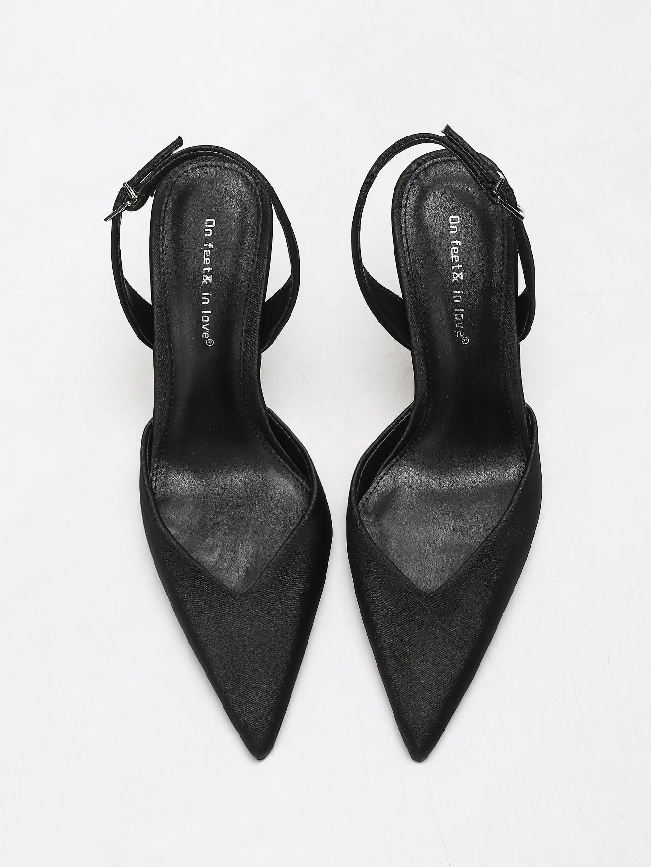 Women's Ivory Satin Pointed-Toe Slingback Heeled Sandals