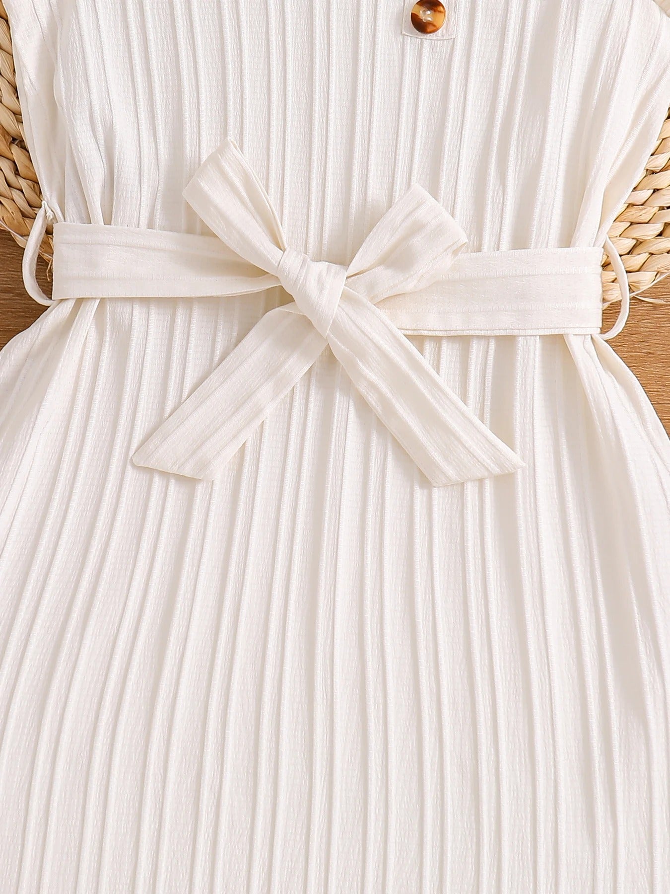 color round neck flying sleeve dress summer clothing + small satchel.