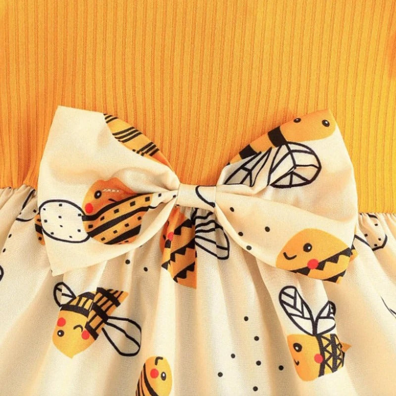 Fly Sleeves Cute Bee Children'S Sleeveless Clothes+Bow Headband