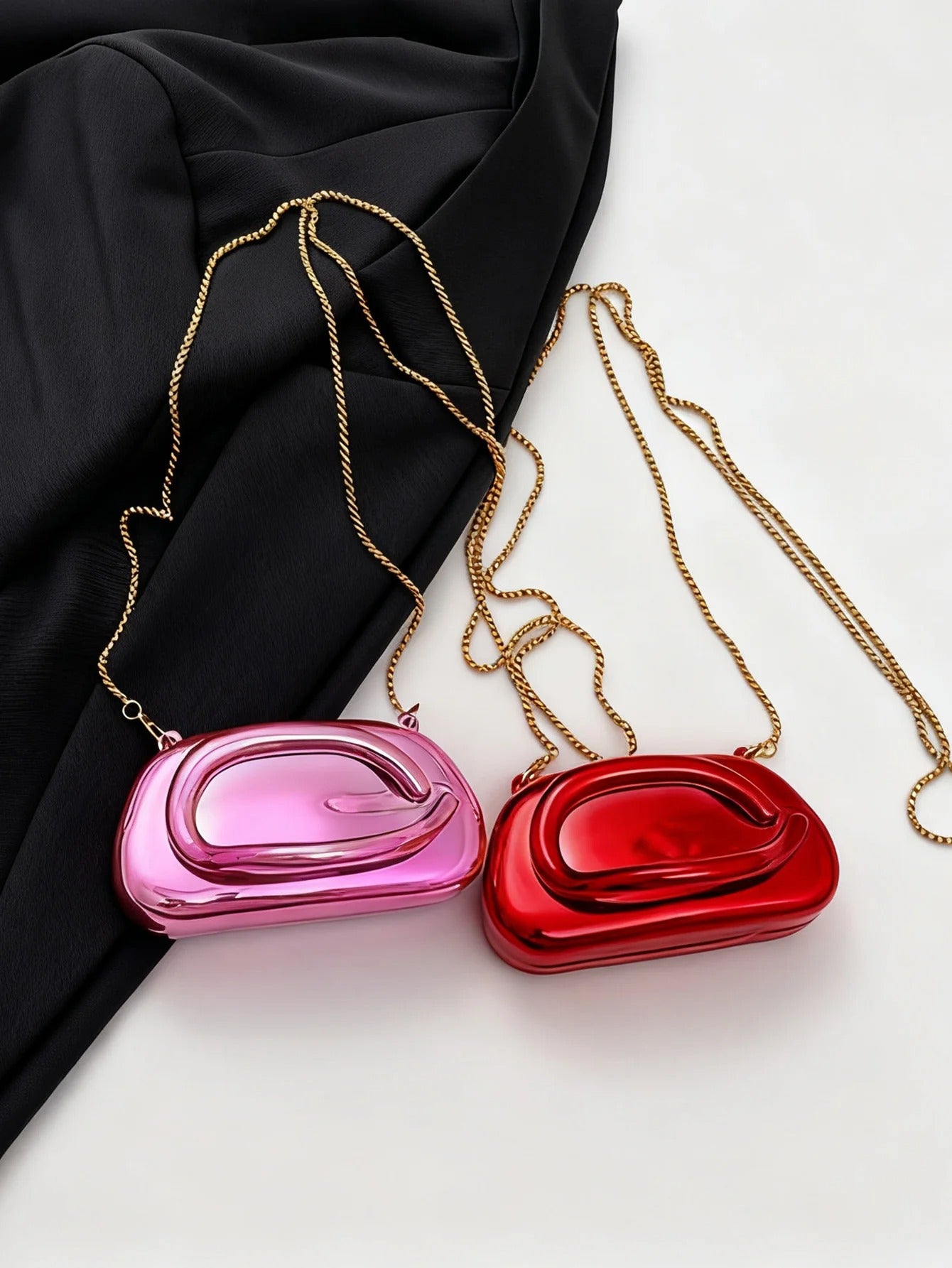 Mini version fashion gold metal closure box-shaped clutch bag