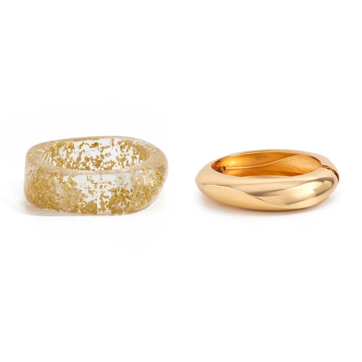Glossy Acrylic Resin Metal Wide Bracelets