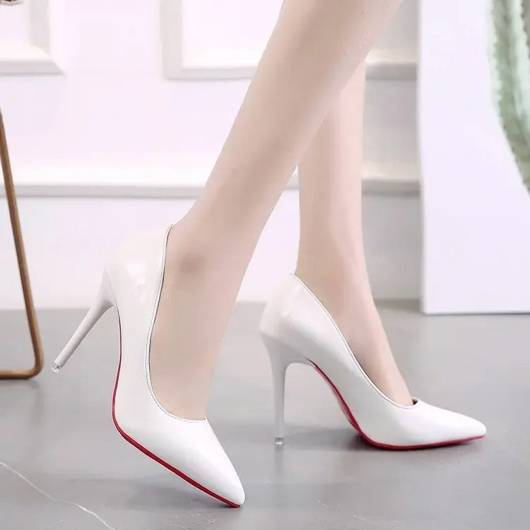 Big Size 35-45 women's shoes 2026 concise flock high heels