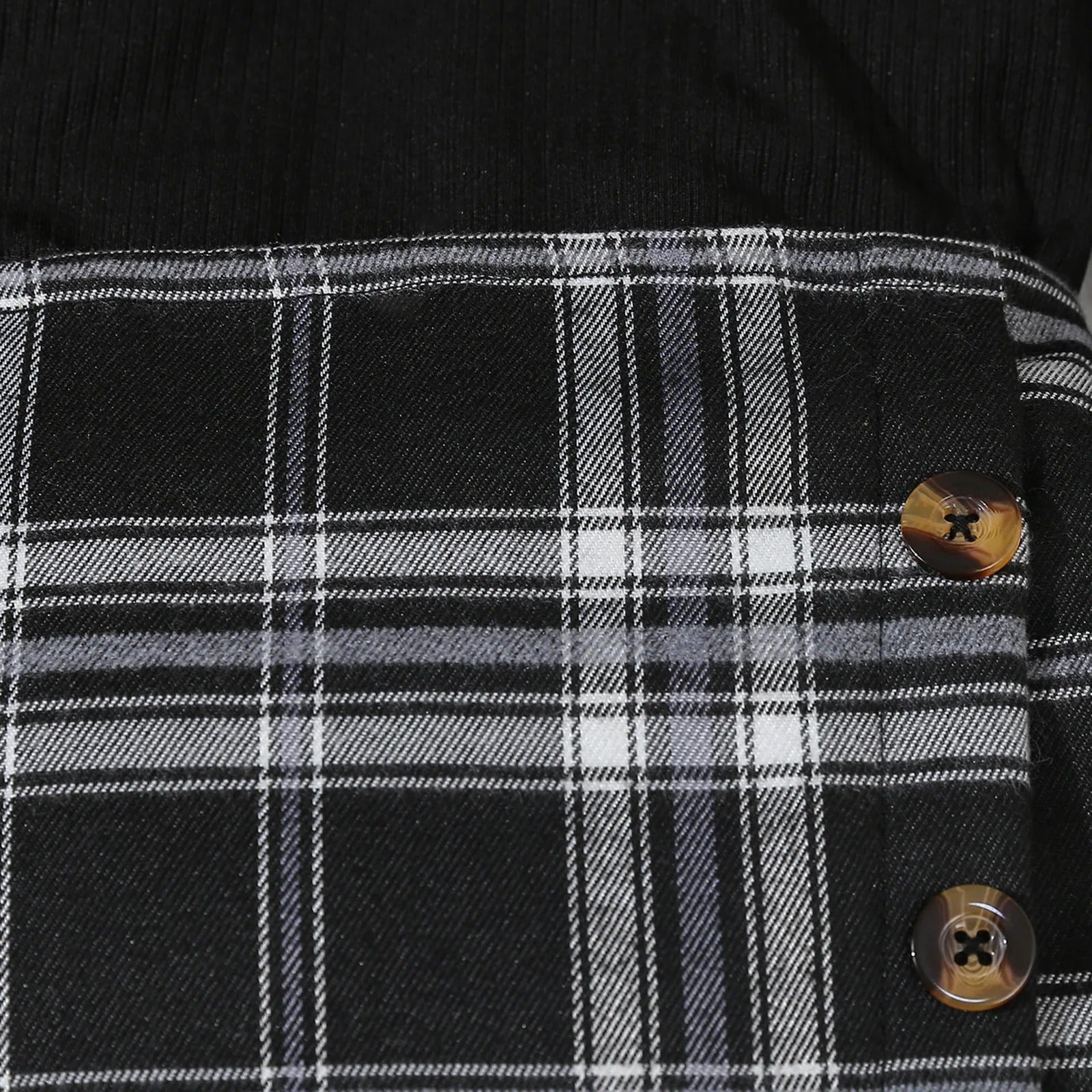 Girls Casual Black Top And Plaid Skirt Two-Piece Set Children's Clothing Outfit for Girls