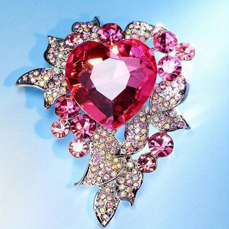 Luxury Full Crystal Heart Brooch Pin