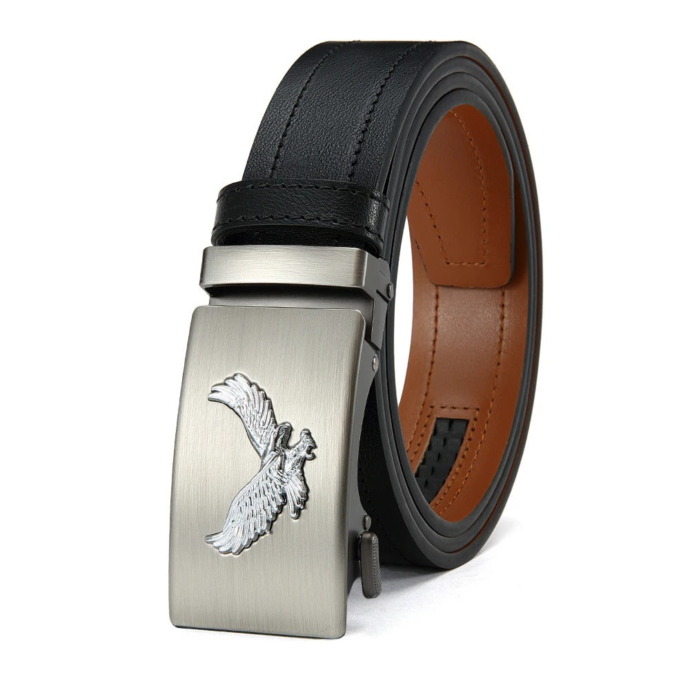 Men Leather Belt Automatic Buckle Belt