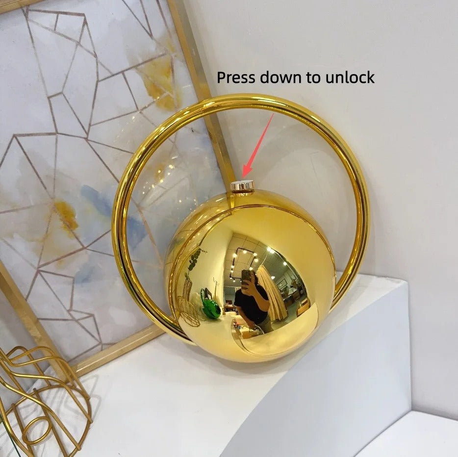 Gold Acrylic Round Ball Hand Bag