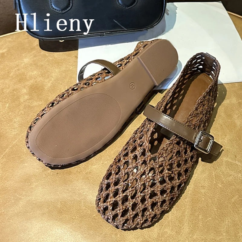 Round Toe Buckle Strap Loafers