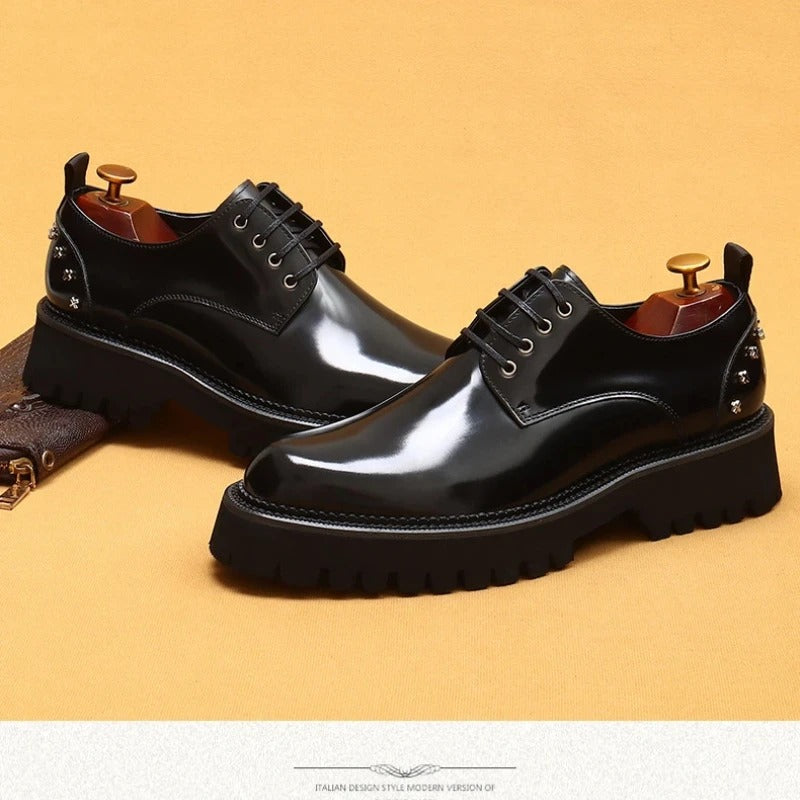 British Style Trendy Formal Business Young Commuter Shiny Oxford