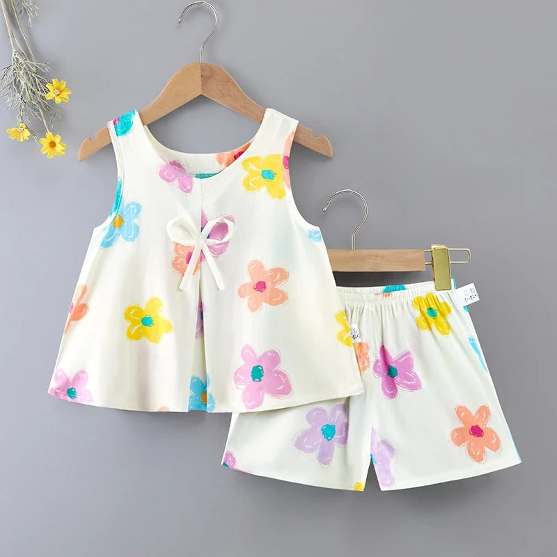 Baby Sleeveless Shorts Vest Cotton Silk Casual Home wear.