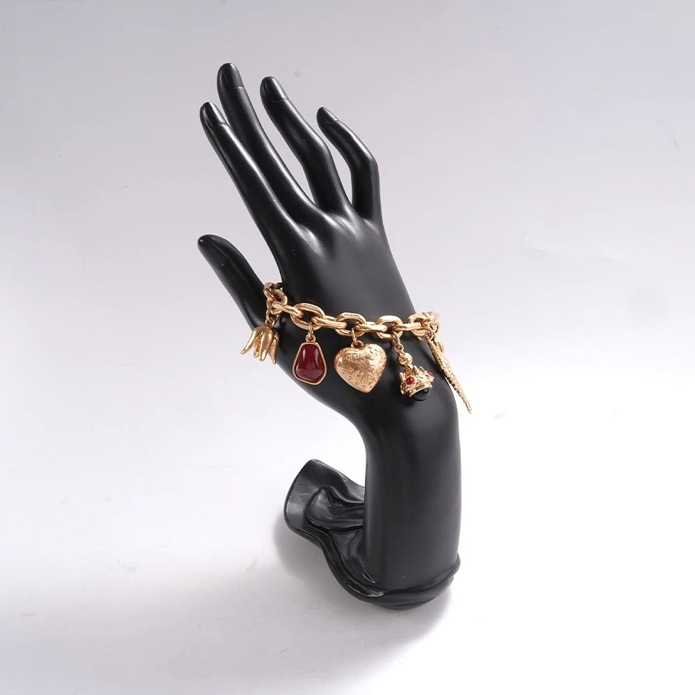 Red Accents Playful Statement Bracelet