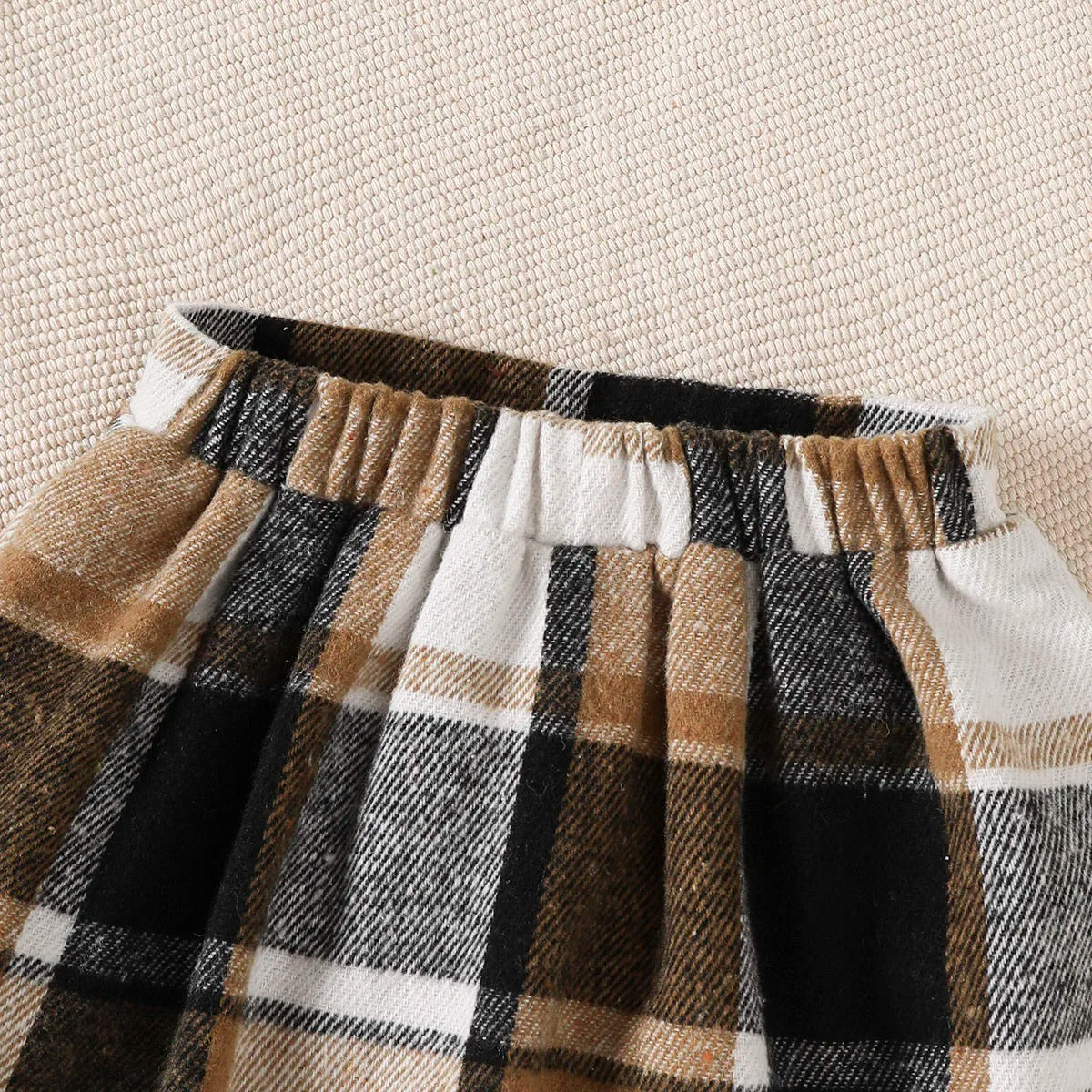 Top+Checkered Skirt+Mini Bag Set Suitable Girls 4-7 Year Autumn College Style Set
