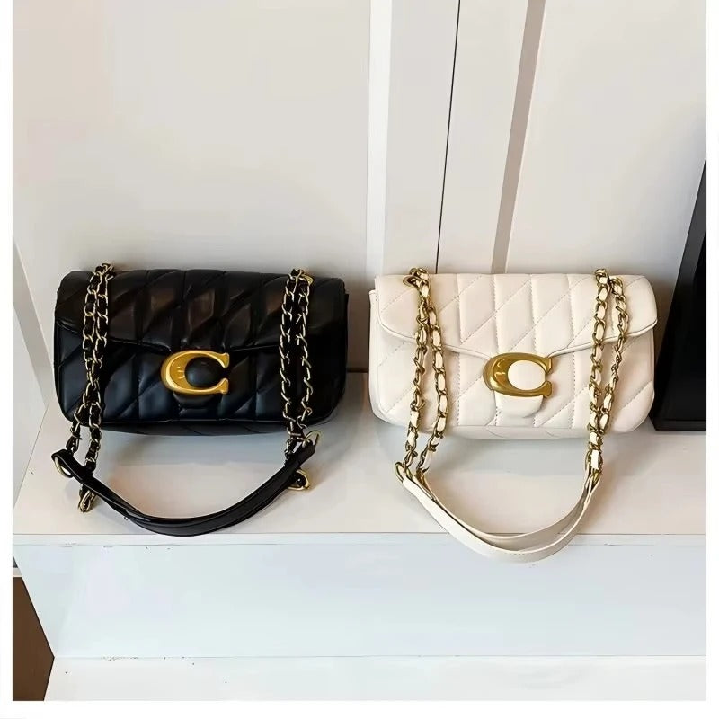 simple diamond grid versatile chain bag for women.