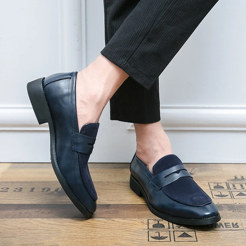 Leather casual shoes Men's slip-on pointed loafers