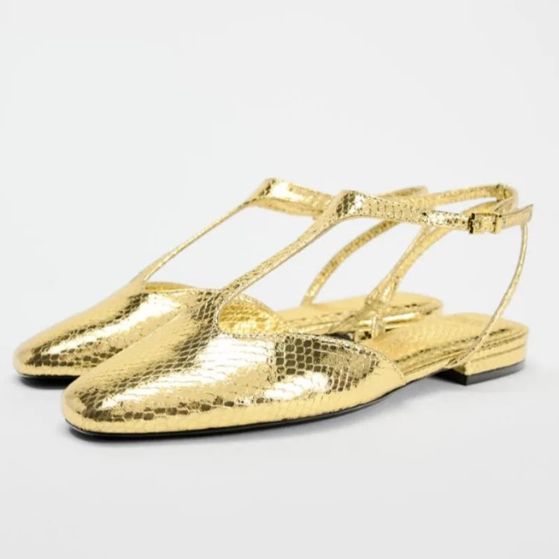 Strap Fashion Gold Black Large Size Comfortable Ladies Mary Jane Shoes