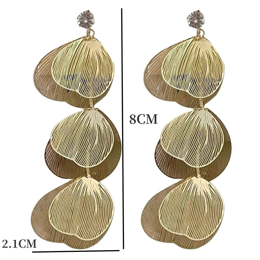 Long Exaggerated Petal Metal Earrings