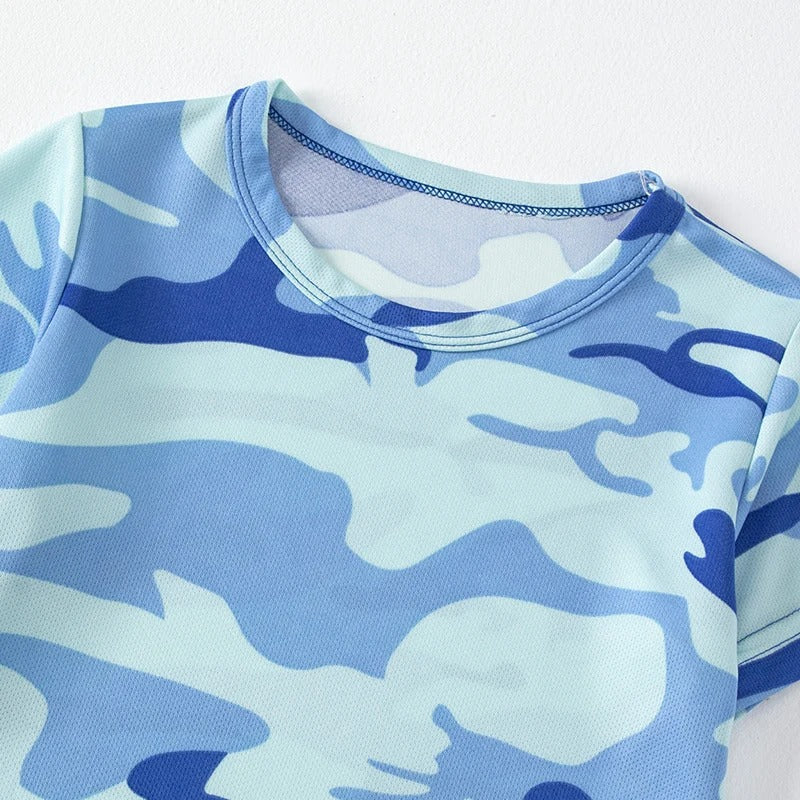 2-Pcs Children's Quick-drying Camouflage Tie-dye Suit Boys