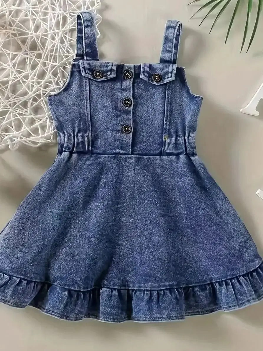 Girl's Denim Romper Dress