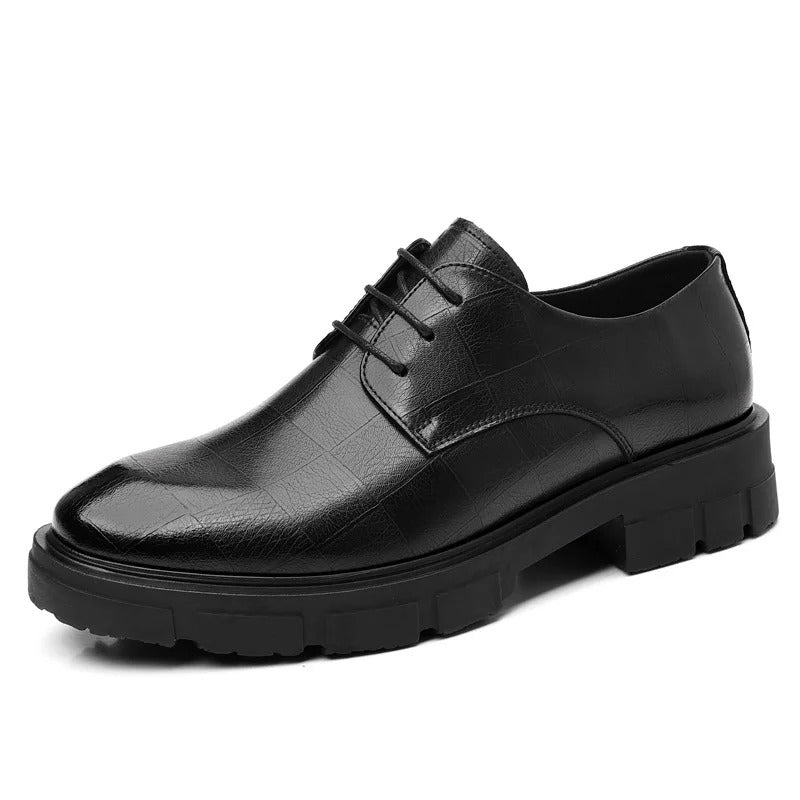 Leather Shoes Lace-Up Design Wear-Resistant Low Help Heightening
