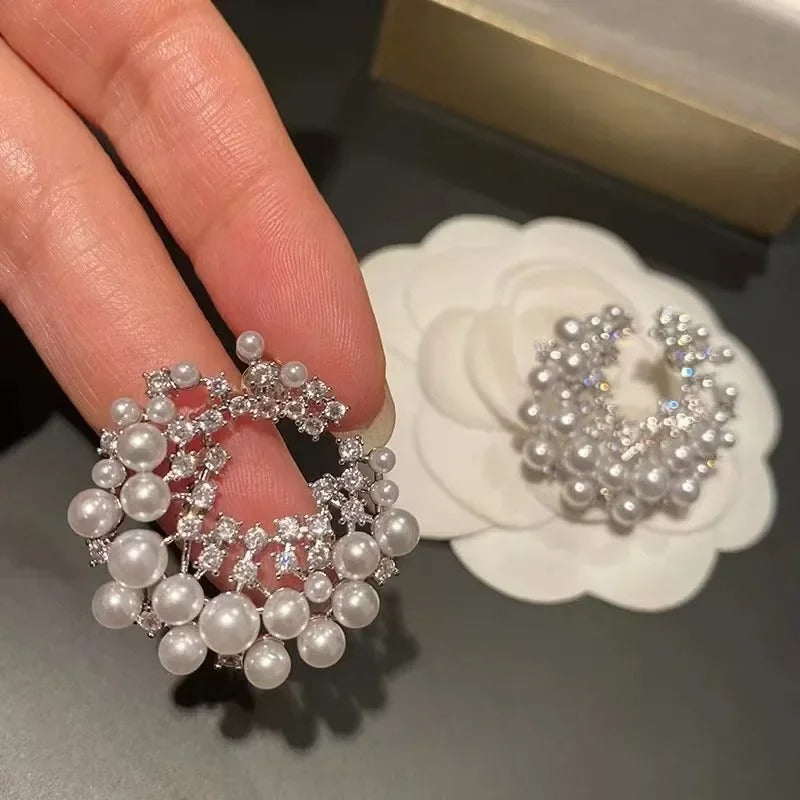 Big Pearl Hoop Earrings for Women Exquisite