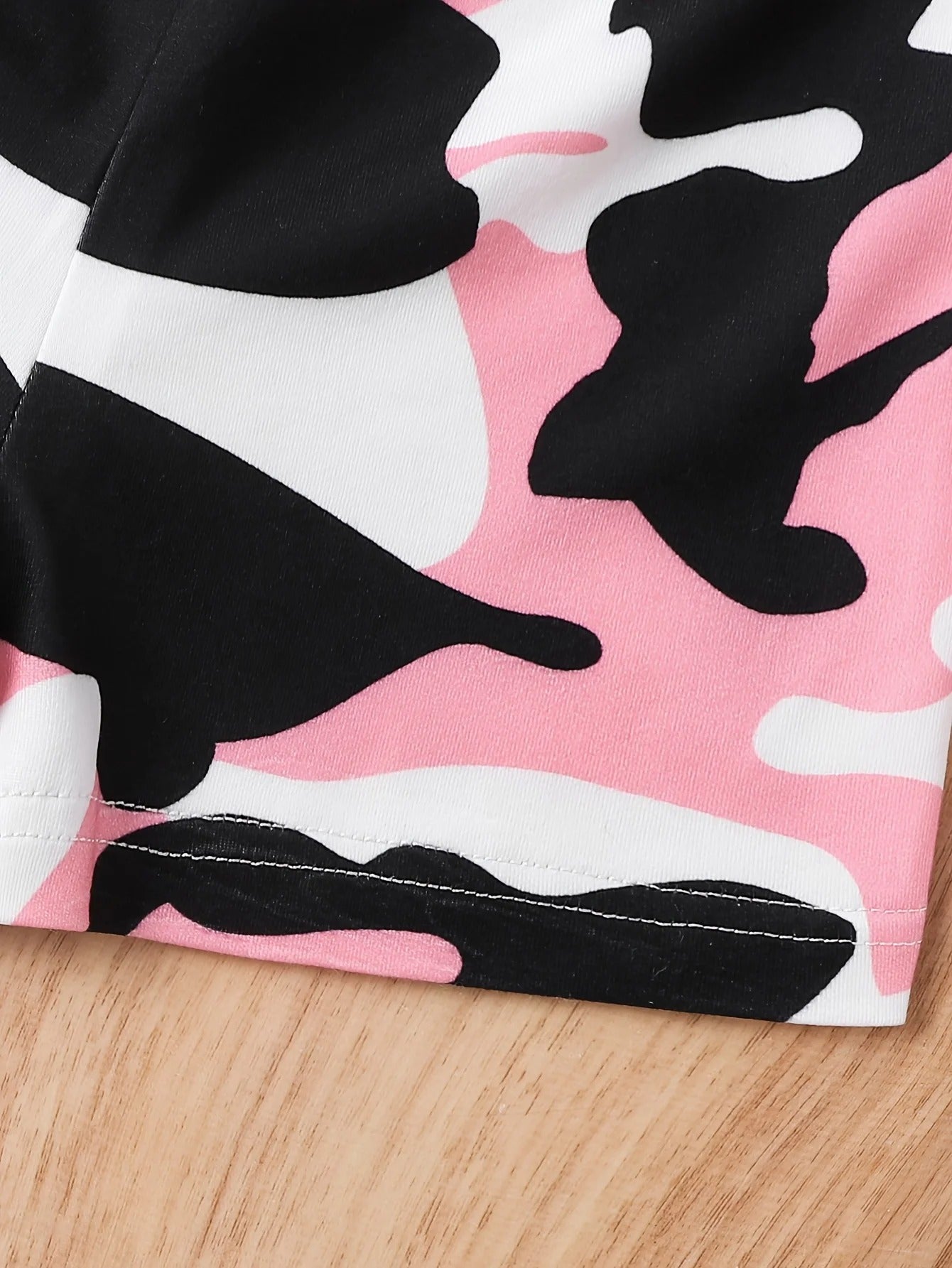 Baby Girl 2Pcs Pink Heart Tee + Camo Shorts Summer Casual Set