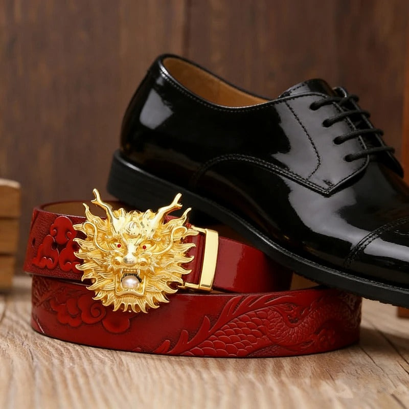 Men Chinese vintage Leather Belt