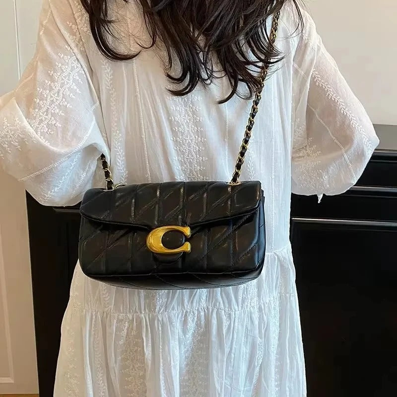 simple diamond grid versatile chain bag for women.