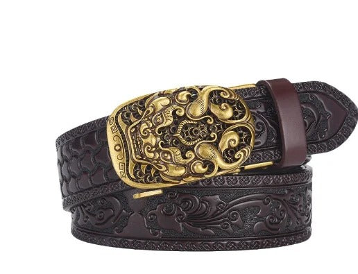 Genuine leather retro men's belt