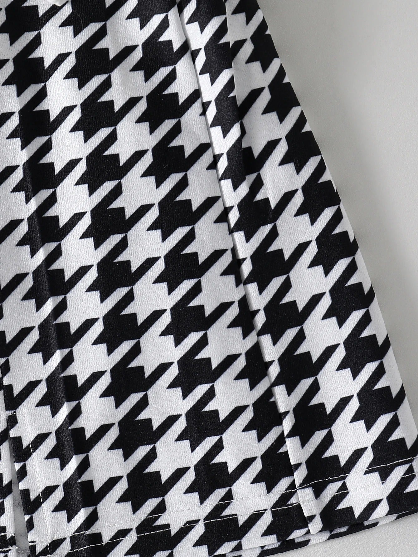 White Round-Neck Puff Sleeve Top + Plaid A-Line Casual Skirt Set,